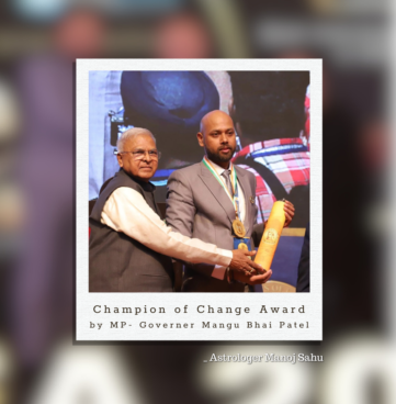 Best Astrologer in India - awarded by MP Governor Manhu Bhai Patel Ji
